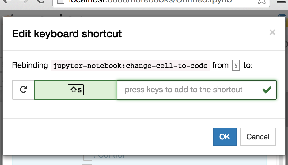 the shortcut editor dialog